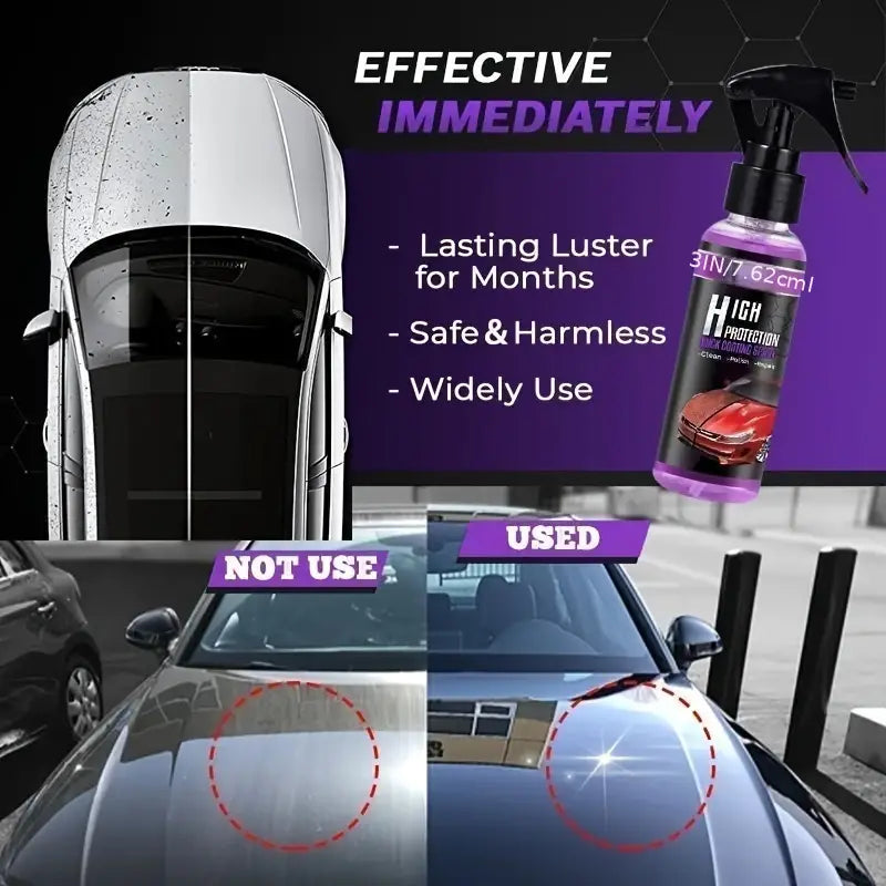 3 in 1 High Protection Quick Car Ceramic Coating Spray - Car Wax Polish Spray (Pack of 2)