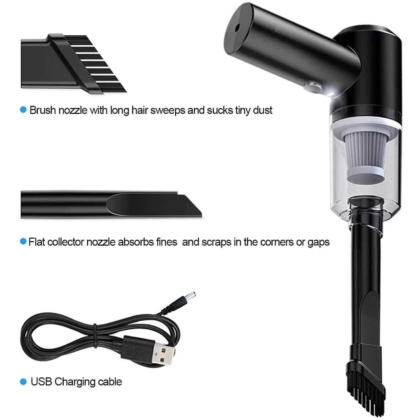 USB WIRELESS HANDHELD CAR & HOME VACUUM CLEANER